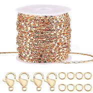 DIY Chain Bracelet Necklace Making Kit, Including Brass Raso Chains & Jump Rings, 304 Stainless Steel Lobster Claw Clasps, Real 18K Gold Plated, Chain: 10M/set(CHC-BBC0001-03)