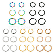 Pandahall 30Pcs 15 Style 316L Surgical Stainless Steel Huggie Hoop Earrings for Girl Women, Mixed Color, 12 Gauge, 14~18x2mm, Pin: 0.9mm, 2Pcs/style(EJEW-TA0001-11)