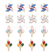 40Pcs 4 Style Alloy Enamel Pendants, Balloon & Windmill, Light Gold, 10pcs/Style(ENAM-LS0001-22LG)