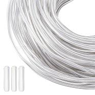 30M Aluminum Wire, Round, for Hat, Hair Ornament Making, with 100Pcs Silicone End Caps, Platinum, 9 Gauge, 3mm(AW-BC0003-37C)