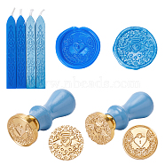 CRASPIRE DIY Scrapbook Making Kits, Including Pear Wood Handle, Brass Wax Seal Stamp, Mixed Color, Brass Wax Seal Stamp Head: 2pcs(DIY-CP0004-84B)