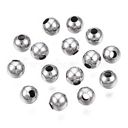 Round 304 Stainless Steel Beads, for Jewelry Craft Making, Stainless Steel Color, 4x4mm, Hole: 1.5mm(STAS-TAC0004-4mm-P)