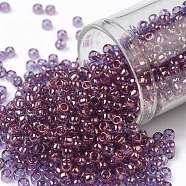 TOHO Round Seed Beads, Japanese Seed Beads, (202) Gold Luster Lilac, 8/0, 3mm, Hole: 1mm, about 222pcs/10g(X-SEED-TR08-0202)