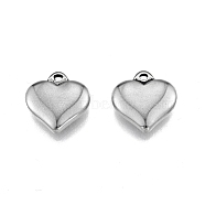 201 Stainless Steel Charms, Heart, Stainless Steel Color, 15x14x3.5mm, Hole: 1.5mm(STAS-N099-02B)