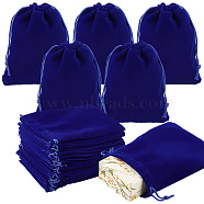 Elite 30Pcs Rectangle Velvet Pouches, Candy Gift Bags Christmas Party Wedding Favors Bags, Dark Blue, 15x12cm(TP-PH0001-21B)