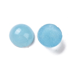 Natural White Jade Cabochons, Dyed, Imitation Aquamarine Color, Half Round, Sky Blue, 8x5mm(G-G506-8mm)