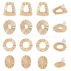 16Pcs 4 Style Donut & Flat Round & Trapezoid Brass Stud Earring Findings, with Vertical Loops & 30Pcs Plastic Ear Nuts, Real 18K Gold Plated, 17x21.5x13~19mm, Hole: 1.2~2mm, Pin: 0.7~0.8mm, 4Pcs/style(KK-BBC0008-41)