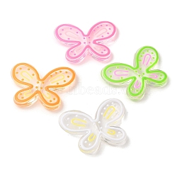 Transparent Acrylic Beads, Enamel Butterfly, Mixed Color, 33.5x44.5x6.8mm, Hole: 2.8mm(OACR-B020-12)