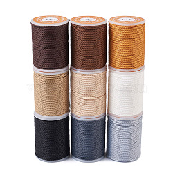 Waxed Polyester Cord, Twisted Cord, Mixed Color, 1mm, about 11m/roll, 9 colors, 1roll/color, 9rolls(YC-TA0001-02B)