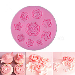 Food Grade Silicone Molds, Fondant Molds, for DIY Cake Decoration, Chocolate, Candy, UV Resin & Epoxy Resin Jewelry Making, Rose, Pearl Pink, 95x10mm(DIY-K009-08A)