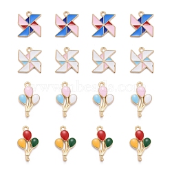 40Pcs 4 Style Alloy Enamel Pendants, Balloon & Windmill, Light Gold, 10pcs/Style(ENAM-LS0001-22LG)