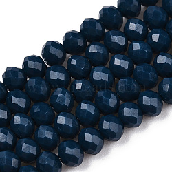 Opaque Solid Color Imitation Jade Glass Beads Strands, Faceted, Rondelle, Medium Blue, 2.3~2.7x1.5mm, Hole: 0.4mm, about 150~155pcs/strand, 32~33cm(EGLA-A044-P1mm-D16)