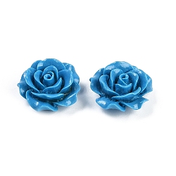 Synthetic Coral Carved Beads, Dyed, Flower, Dodger Blue, 19.5x9mm, Hole: 1.3mm(CORA-M001-04H)