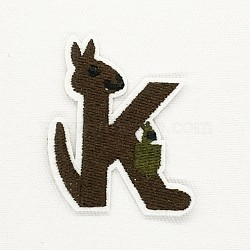 Computerized Embroidery Cloth Iron on/Sew on Patches, Costume Accessories, Appliques, Letter, Black, Letter.K, 48x42mm(DIY-K012-01-K)