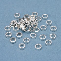 304 Stainless Steel Spacer Beads, Flat Round, Silver, 6x2mm, Hole: 4mm(STAS-P232-01S)
