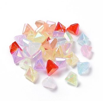 Transparent Acrylic Imitation Jelly Beads, Triangle, Mixed Color, 18x21x16mm, Hole: 2.5mm