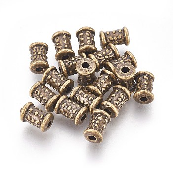 Tibetan Style Beads, Zinc Alloy Beads, Lead Free & Nickel Free & Cadmium Free, Tube, Antique Bronze Color, 5mm in diameter, 7mm long, hole: 2mm