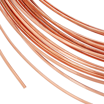 Copper Craft Wire, Half Round, Raw(Unplated), 1.6x0.6mm, about 19.69 Feet(6m)/Roll