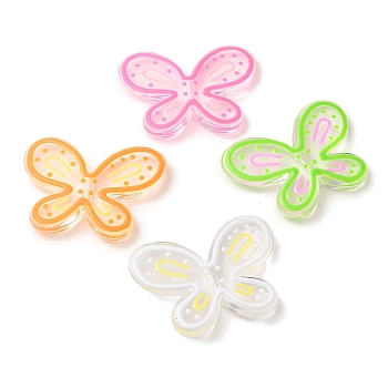 Transparent Acrylic Beads, Enamel Butterfly, Mixed Color, 33.5x44.5x6.8mm, Hole: 2.8mm