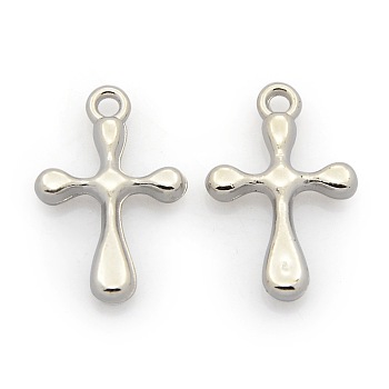 CCB Plastic Pendants, Cross, Platinum, 20x13x3mm, Hole: 2mm