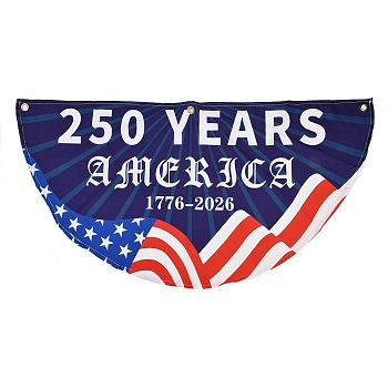 Polyester 250th Anniversary Bunting Flag, Half-Round Fan Banner for 4th of July Decor, Dark Blue, 437x872x2mm