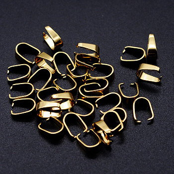 201 Stainless Steel Snap on Bails, Real 18k Gold Plated, 7x5x3mm, Pin: 0.5mm