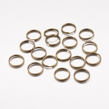 Iron Split Rings, Double Loops Jump Rings, Cadmium Free & Nickel Free & Lead Free, Antique Bronze, 10x1.4mm, about 8.6mm inner diameter, about 416pcs/100g