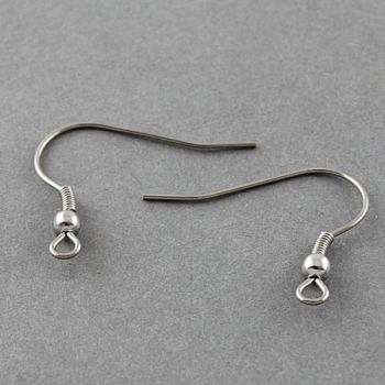 304 Stainless Steel Earring Hooks, with Horizontal Loop, 21x22mm, Hole: 2mm