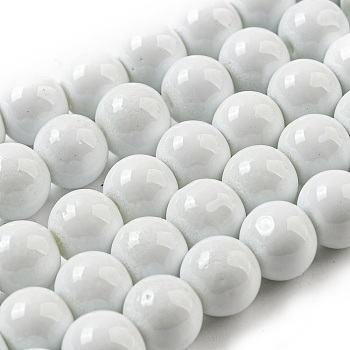 Painted Glass Bead Strands, Baking Paint, Round, WhiteSmoke, 8mm, Hole: 1.3~1.6mm, about 100pcs/strand, 31.4 inch
