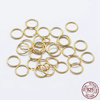 925 Sterling Silver Open Jump Rings, Round Rings, Real 18K Gold Plated, 21 Gauge, 5x0.7mm, Inner Diameter: 3.5mm, about 175pcs/10g