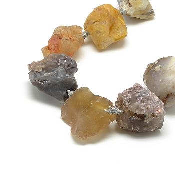 Natural Agate Beads Strands, Nuggets, Rough Raw Stone, 10~27x17~33x17~33mm, Hole: 3mm, about 12~15pcs/strand, 15.7 inch