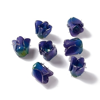 Tulip Opaque Acrylic Beads, for DIY Jewelry Making, Dark Blue, 15x13x10mm, Hole: 0.6mm