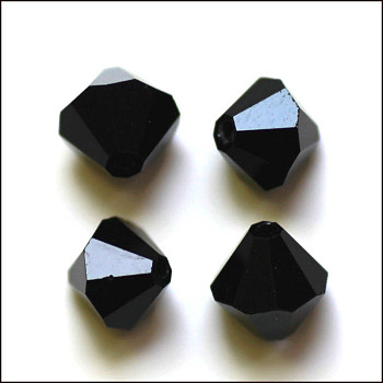 Imitation Austrian Crystal Beads, Grade AAA, Faceted, Bicone, Black, 8x8mm, Hole: 0.9~1mm