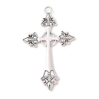 Cross Tibetan Style Alloy Big Pendants, Cadmium Free & Lead Free, Antique Silver, 67x40x3mm, Hole: 4mm, about 168pcs/1000g