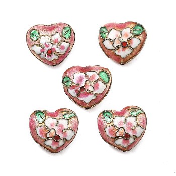 Handmade Cloisonne Beads, Heart, Heart, 20x22~22.5x11mm, Hole: 1.4mm