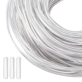 30M Aluminum Wire, Round, for Hat, Hair Ornament Making, with 100Pcs Silicone End Caps, Platinum, 9 Gauge, 3mm