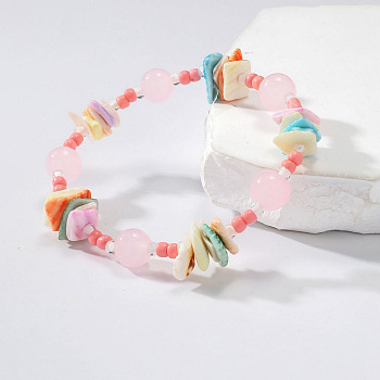 Bohemian Shell Beaded Stretch Bracelets, Summer Beach Vacation Bracelets for Women
