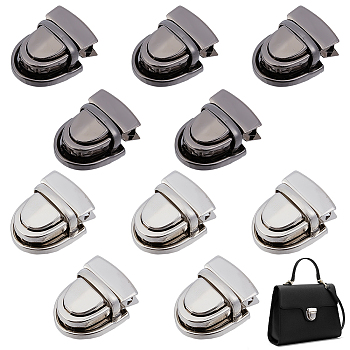 12Pcs 2 Colors Alloy Tuck Lock Clasps, Thumb Press Lock Clasps, with Iron Shim, Arch Shape, Mixed Color, 25.5x20.5x9mm, 6pcs/color