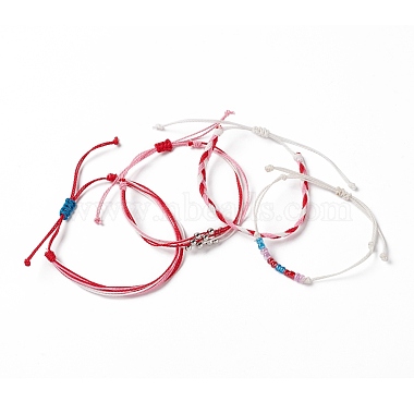 4Pcs 4 Style Alloy & Glass Braided Bead Bracelets Set(BJEW-B065-09A)-3