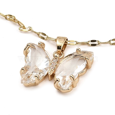 Clear Butterfly Brass Necklaces