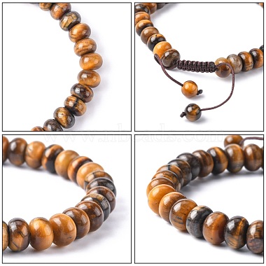 Adjustable Natural Tiger Eye Braided Bead Bracelets(BJEW-F369-A06)-4