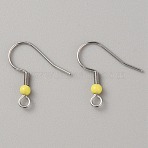 304 Stainless Steel Earring Hooks, French Hooks with Coil and Plastic Ball, Light Khaki, 19.5x18.5x3mm, Hole: 2mm, Pin: 0.7mm(STAS-WH0027-64P-05)