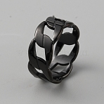 201 Stainless Steel Chains Hollow Finger Ring for Men, Electrophoresis Black, Inner Diameter: 19mm(RJEW-WH0011-15B)