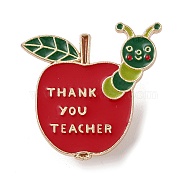 Teacher's Day Theme Rack Plating Light Gold Alloy Brooches, Enamel Pins, Insects, 26x26.5x1.5mm(JEWB-Z016-01KCG-21)