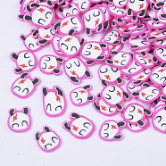 Handmade Polymer Clay Cabochons, Fashion Nail Art Decoration Accessories, Dog, Pink, 5~6x5~7x0.3~0.5mm, about 35000~40000pcs/500g(CLAY-R087-18)