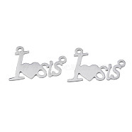304 Stainless Steel Connector Charms, Word I Love Sis, Stainless Steel Color, 17x24x1mm, Hole: 1.6mm(STAS-N095-123)