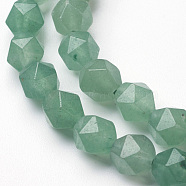 Natural Green Aventurine Bead Strands, Star Cut Round Beads, Faceted, 7~8mm, Hole: 1mm, about 45~48pcs/strand, 14.96 inch(G-G957-16-8mm)