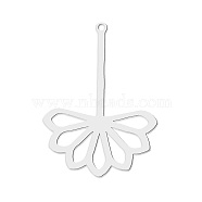 201 Stainless Steel Pendants, Laser Cut, Flower, Stainless Steel Color, 40x28.5x1mm, Hole: 1.6mm(STAS-S105-LA802-1)