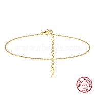 925 Sterling Silver Cardano Chain Anklet, Real 14K Gold Plated, 8-5/8 inch(22cm)(AJEW-Z029-16G)