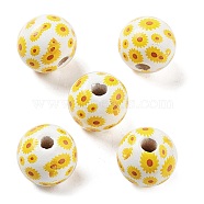 Wood European Beads, Large Hole Beads, Flower, Gold, 15.5~16x14.5mm, Hole: 4mm(WOOD-M011-06C)